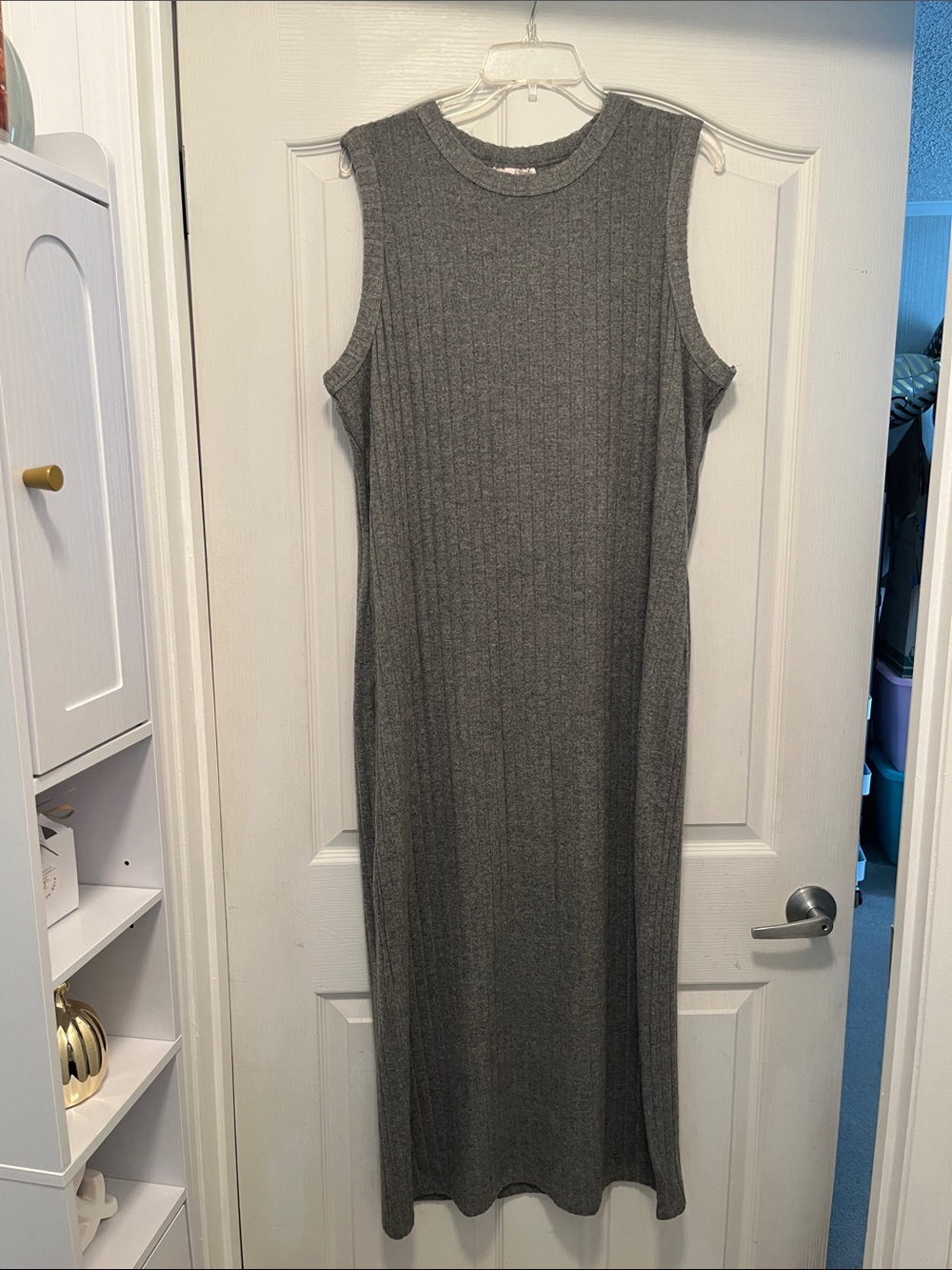 Universal Thread Sleeveless Ribbed Maxi Dress - Charcoal Gray